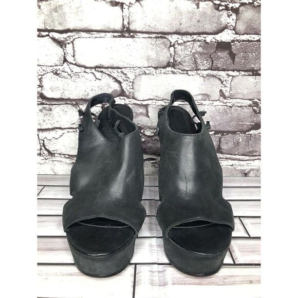 Diesel Kaboom Tulley Black Leather High Heel Platform Nubuck Sandals Women Sz 38 - Picture 2 of 16